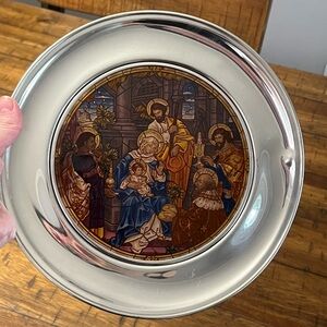 St. Paul’s 1981 Christmas Plate U.S. Historical Pewter Stained Glass